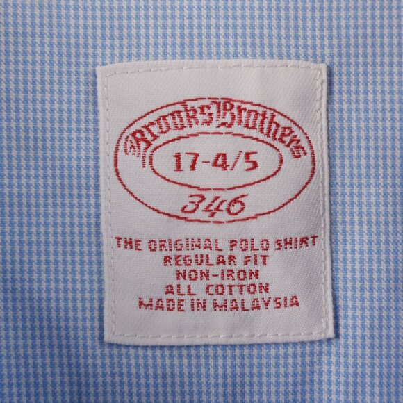 Brooks Brothers Cotton Check Non-Iron Button-Down 17 4/5 Blue Mens Pocket Shirt - Picture 10 of 16
